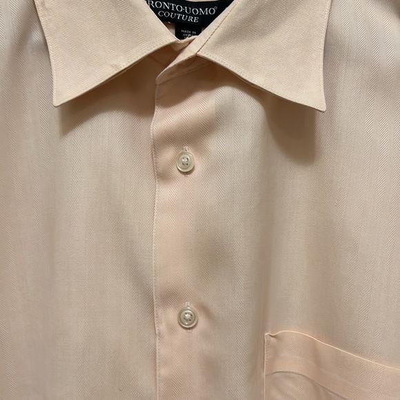 11. Pronto•Uomo Mens Dress Shirt in Light Peach - Picture 4 of 14